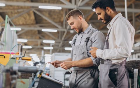 industrial businessmen review the numbers
