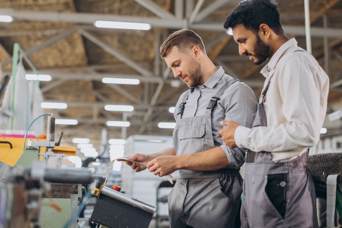 industrial businessmen review the numbers